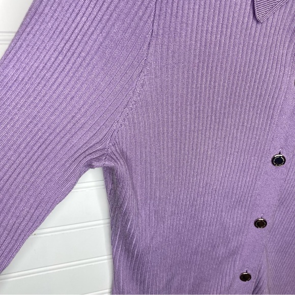 WHBM Button Down Collar Ribbed Blouse Size L - Picture 4 of 6